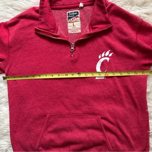 University of Cincinnati Bearcats 1/4 Zip Fleece Pullover Red Size Large - Picture 4 of 8